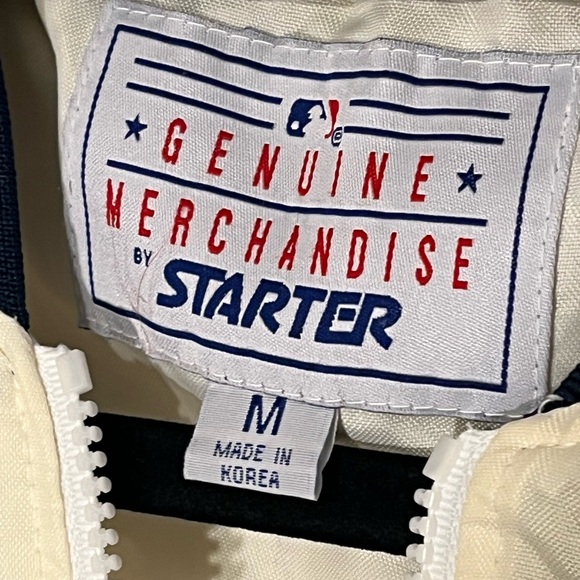 VTG New York Yankees White Starter Genuine 1/4 Zip Pullover Jacket Medium (E) - Picture 10 of 15